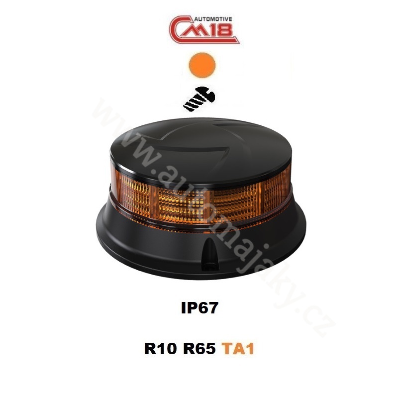 LED maják, 12-24V, 30x0,7W, oranžový, pevná montáž, R65