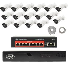Sada video dohledu NVR POE PNI IP716J, 16 kamer PNI IP818J, přepínač POE a 16 kabelů