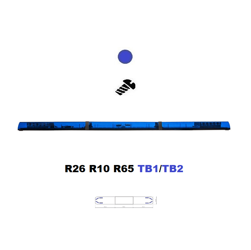 LED majáková rampa Optima 60C 160cm, Modrá, EHK R65 - Barva: Modrá, Kryt: Barevný, LED moduly: 8ml