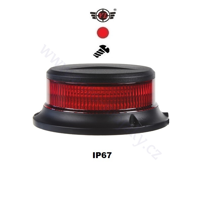 LED beacon red 12/24V, fixed mounting, LED 18X 1W