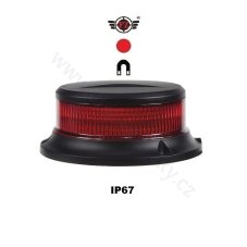 LED maják červený 12/24V, magnetický, LED 18X 1W