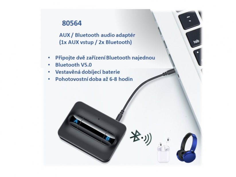 Audio adaptér AUX / Bluetooth (1x vstup AUX / 2x Bluetooth)