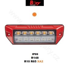 PREDATOR oranžový 6x2W + pracovní světlo, 12-24V, červený, ECE R65