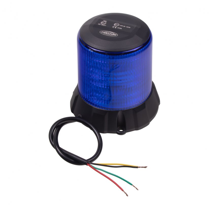 Robustný modrý LED maják, čierny hliník, 96 W, ECE R65