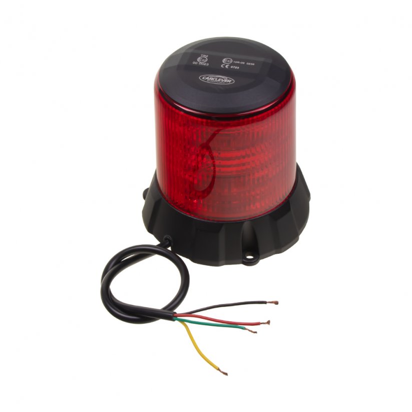 Robustný červený LED maják, čierny hliník, 96 W, ECE R65
