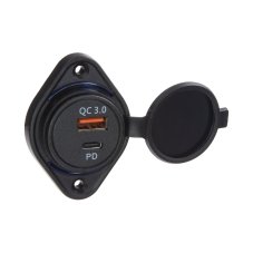 USB QC3.0 + USB-C zásuvka 12/24V, montáž na povrch