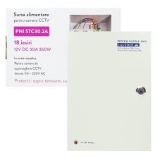 Napájací zdroj CCTV v kovovom puzdre 12 V, 30 A, 360 W, 18 výstupov