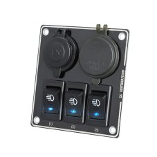 Panel s 3x spínači + USB-C/USB-A + CL zásuvka, 12/24V