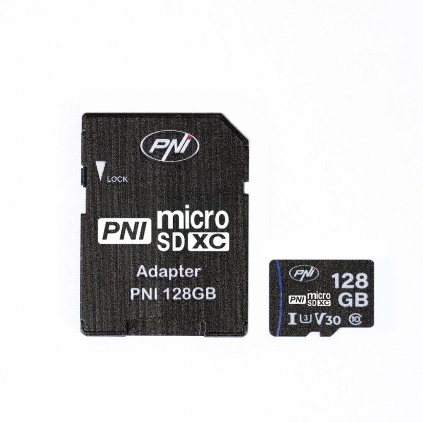 Pamäťová karta MicroSD PNI 128 GB s adaptérom SD, trieda 10, 80 Mb/s, V30