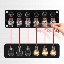 Panel s 6x spínači + 6x pojistky, 12/24V