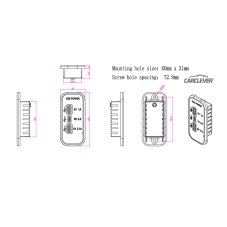USB 2.4A + QC3.0 + zásuvka USB-C PD 12/24V, chrómový rám