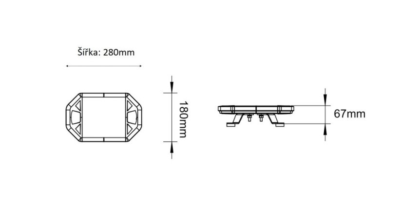 LED lightbar 280mm, orange-white, 10-30V, ECE R65