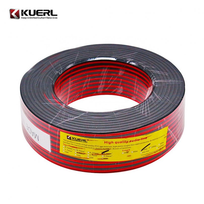 Cable 2x1,5 mm, black and red, 50 m pack