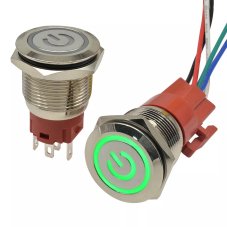 Round metal button, green backlight