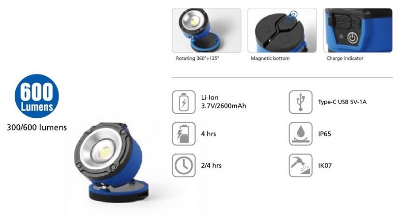 AKU LED work and leisure lamp with wide beam
