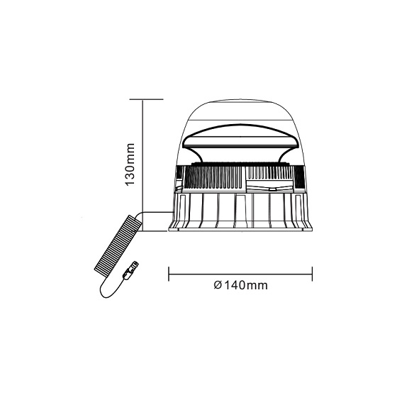 Technical drawing of LED beacon wl71