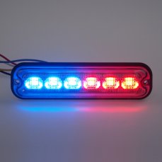 Warning light 6x4W LED, 12-24V, red-blue ECE R10