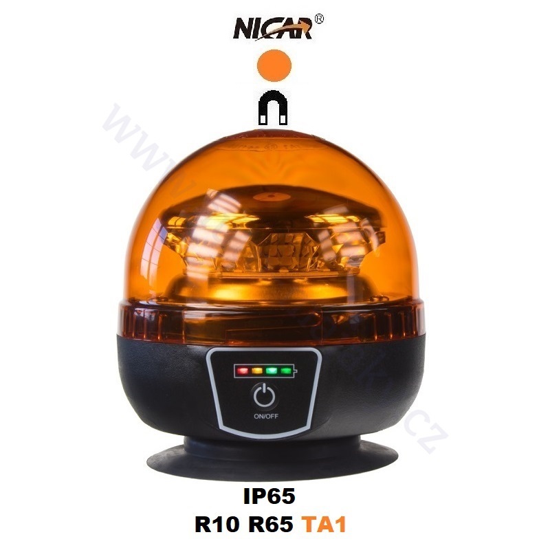 AKU LED maják na dálkové ovládání, 12x3W, oranžový, magnet, R65