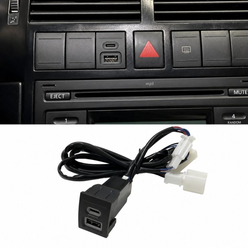 USB-C + USB QC3.0 nabíječka do VW Polo 2004-2009