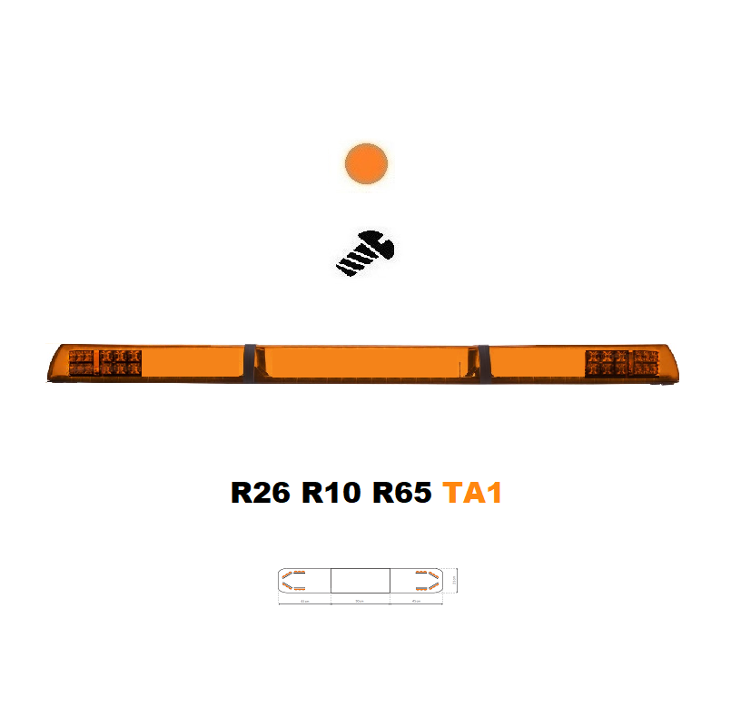 LED majáková rampa Optima 90/2P 140cm, Oranžová, EHK R65 - Barva: Oranžová, Kryt: Barevný, LED moduly: 8ml