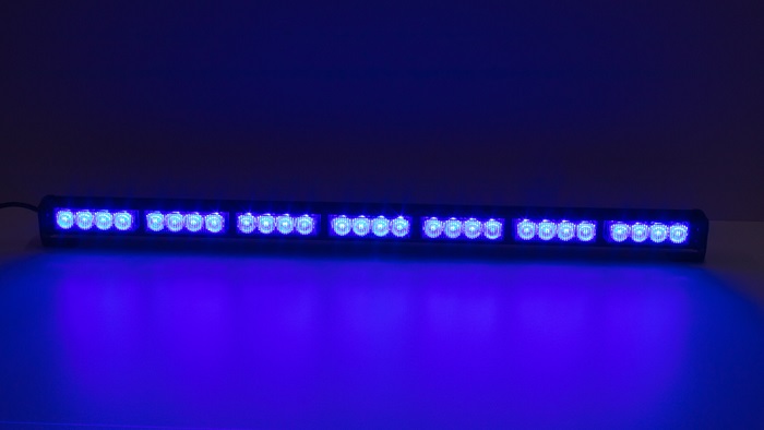LED svetelná alej 7-prvková modrá 28x 3 W LED ECE R10