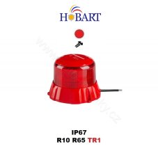 Robustný červený LED maják, červený hliník, 48 W, ECE R65
