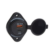 USB QC3.0 + USB-C zásuvka 12/24V, montáž na povrch