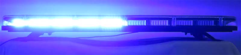 View of a working blue LED lightbar sre1-164blu by Forda Lite