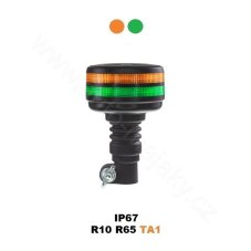 LED maják, 12-24V, 48xLED zelený/oranžový, na držák, ECE R65