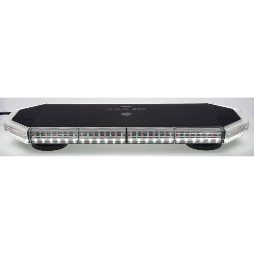 LED svetelná rampa 440mm, červeno/modro/biela, magnet 10-30V, ECE R65