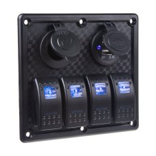 Panel so 4x kolískovými spínačmi, CL + USB zásuvka, 12/24V