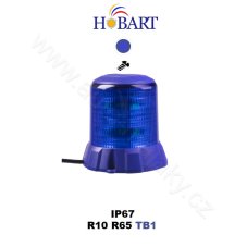 Robustný modrý LED maják, modrý hliník, 96 W, ECE R65