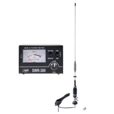 PNI S75 CB antenna set with butterfly clip, 4 m RG58 cable, and PNI SWR-300 reflectometer