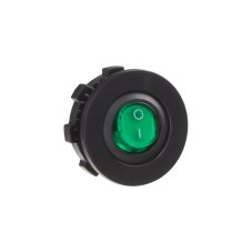 Rocker switch, round, 20A, green with backlight