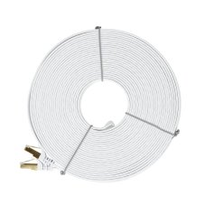 Plochý sieťový kábel S/STP CAT7, 2 x RJ45, 20 m, biely