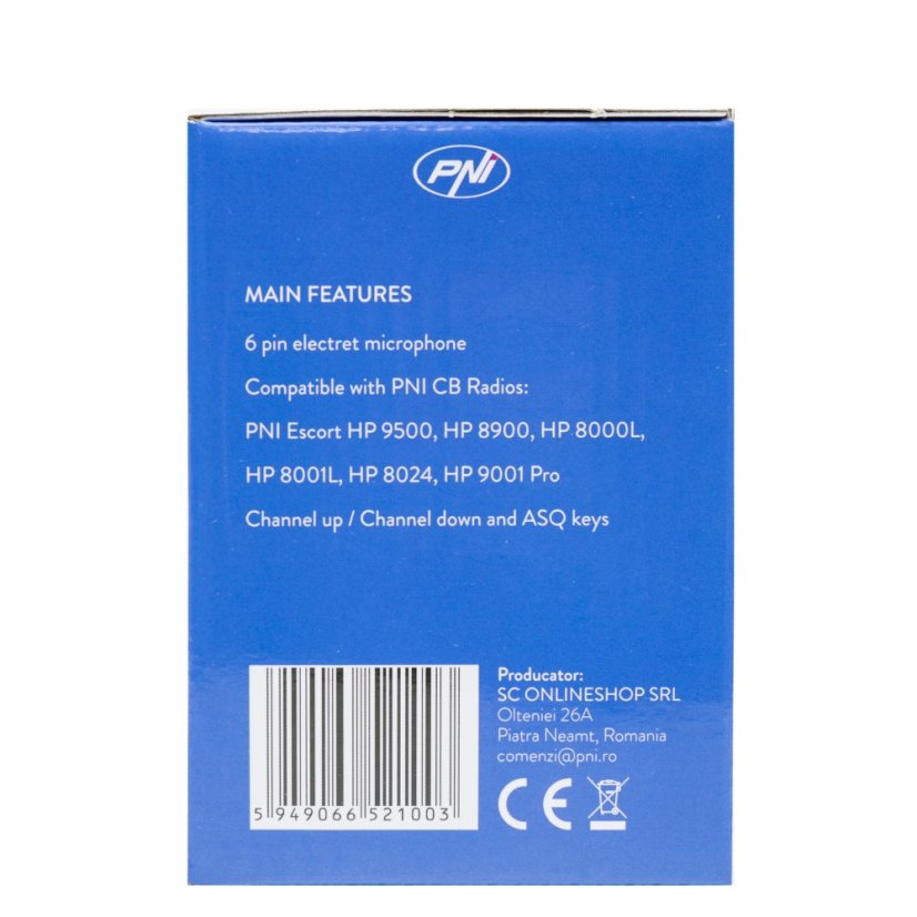 Náhradní mikrofon pro 6pólovou rozhlasovou stanici CB PNI Escort HP 9500, HP 8900, HP 8000L