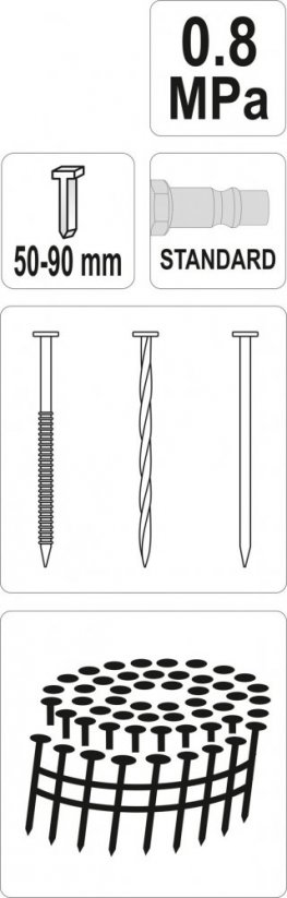 Pneumatická klincovačka na klince 50-90 mm