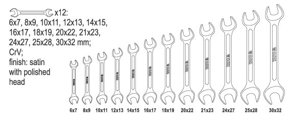Sada klíčů plochých 12 ks 6 - 32 mm