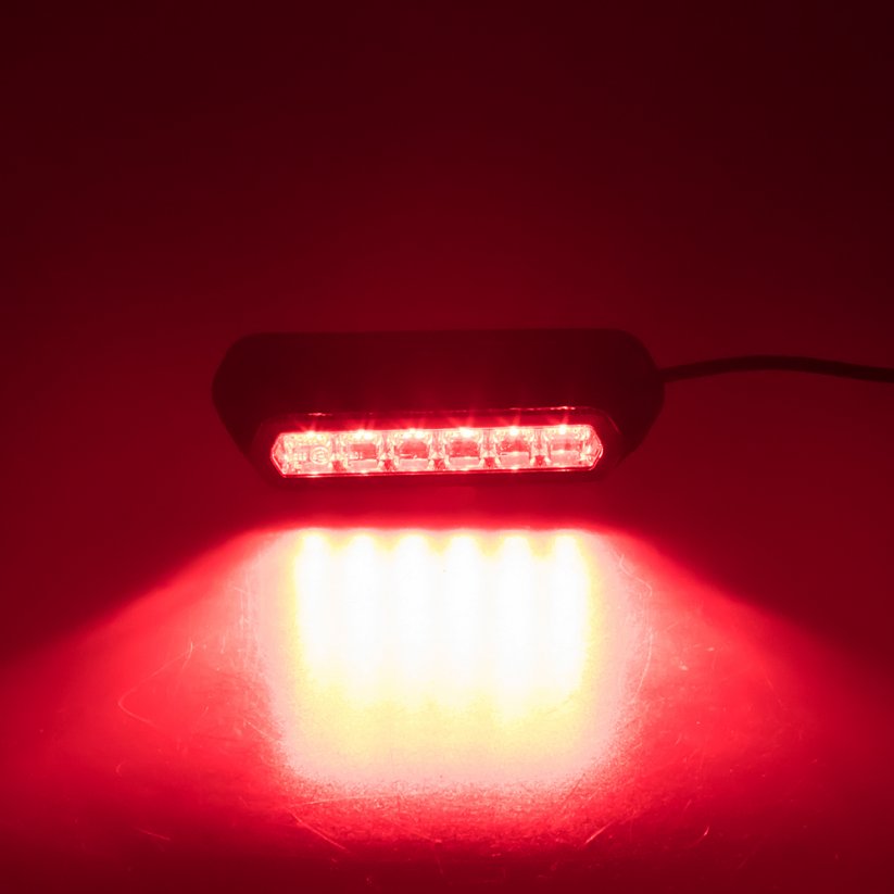 View of turned on red LED flashing module