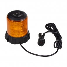 Robustní oranžový LED maják, magnet, černý hliník, 96W, ECE R65