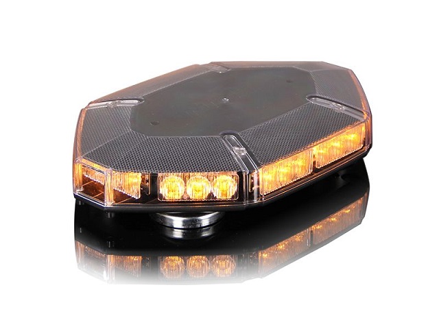 View of a working orange LED lightbar mini raptor911 by 911Signal