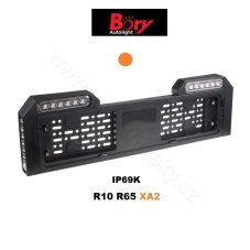 4x PREDATOR 6x4W LED pod SPZ, 12-24V, prohnuté, oranžové, ECE R65
