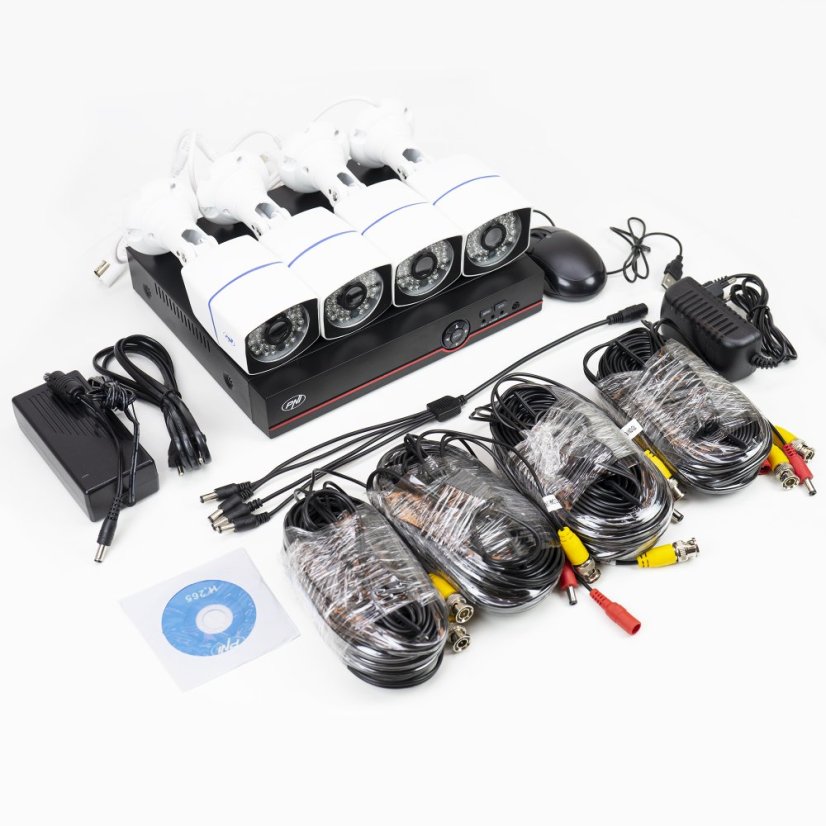 PNI House PTZ1500 5MP DVR video dohledová sada – 4 kamery a balíček s lepící podložkou