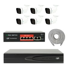Sada video dohledu NVR POE PNI IP810, 6 kamer PNI IP8POE, přepínač POE a kabely