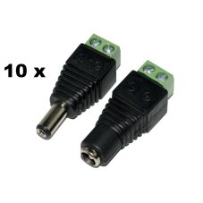 Sockets for surveillance systems, female/male, 10 pcs