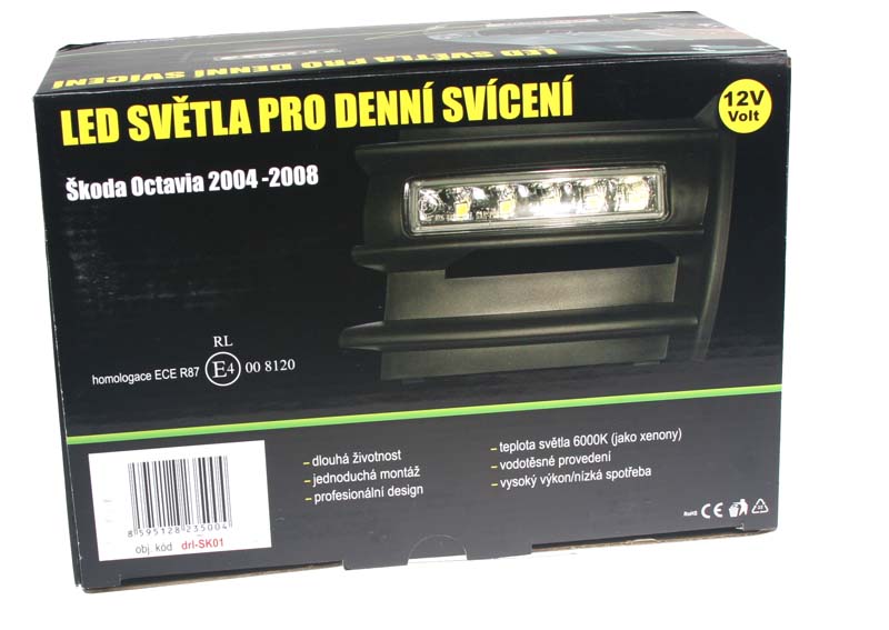 LED denné svetlá Škoda Octavia 2004-08, ECE