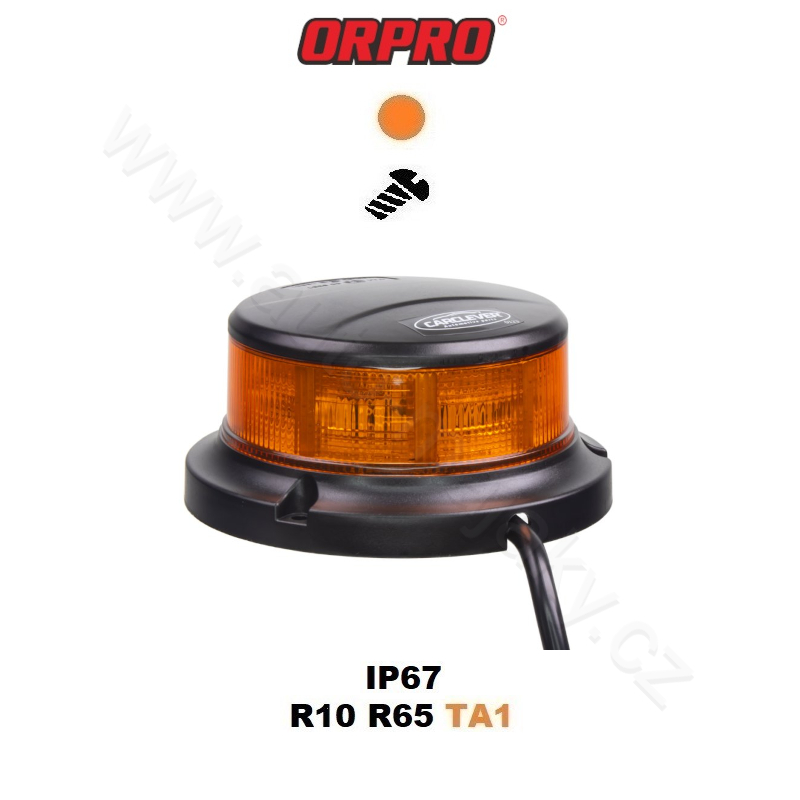 LED maják, 12-24V, 64x0,5W, oranžový, pevná montáž, ECE R65 R10