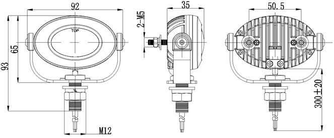 Technical drawing of red LED flashing module