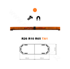 LED majáková rampa Montana 60cm, Oranžová, EHK R65