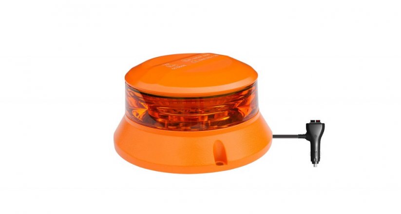 Robust orange LED beacon, magnet, orange aluminium, 36W, ECE R65